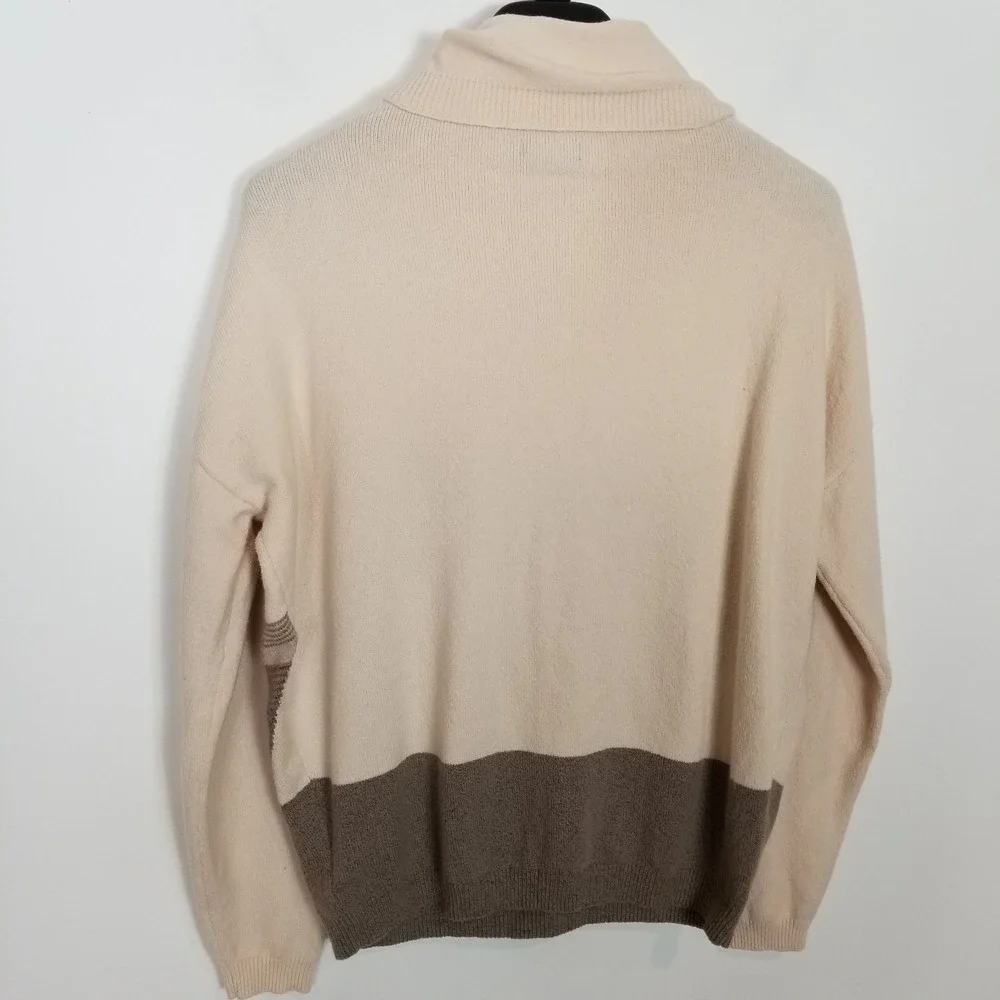 prAna‎ Frosted Pine Organic Cotton Sweater Sz L Beige Cowl Neck Pullove Soft